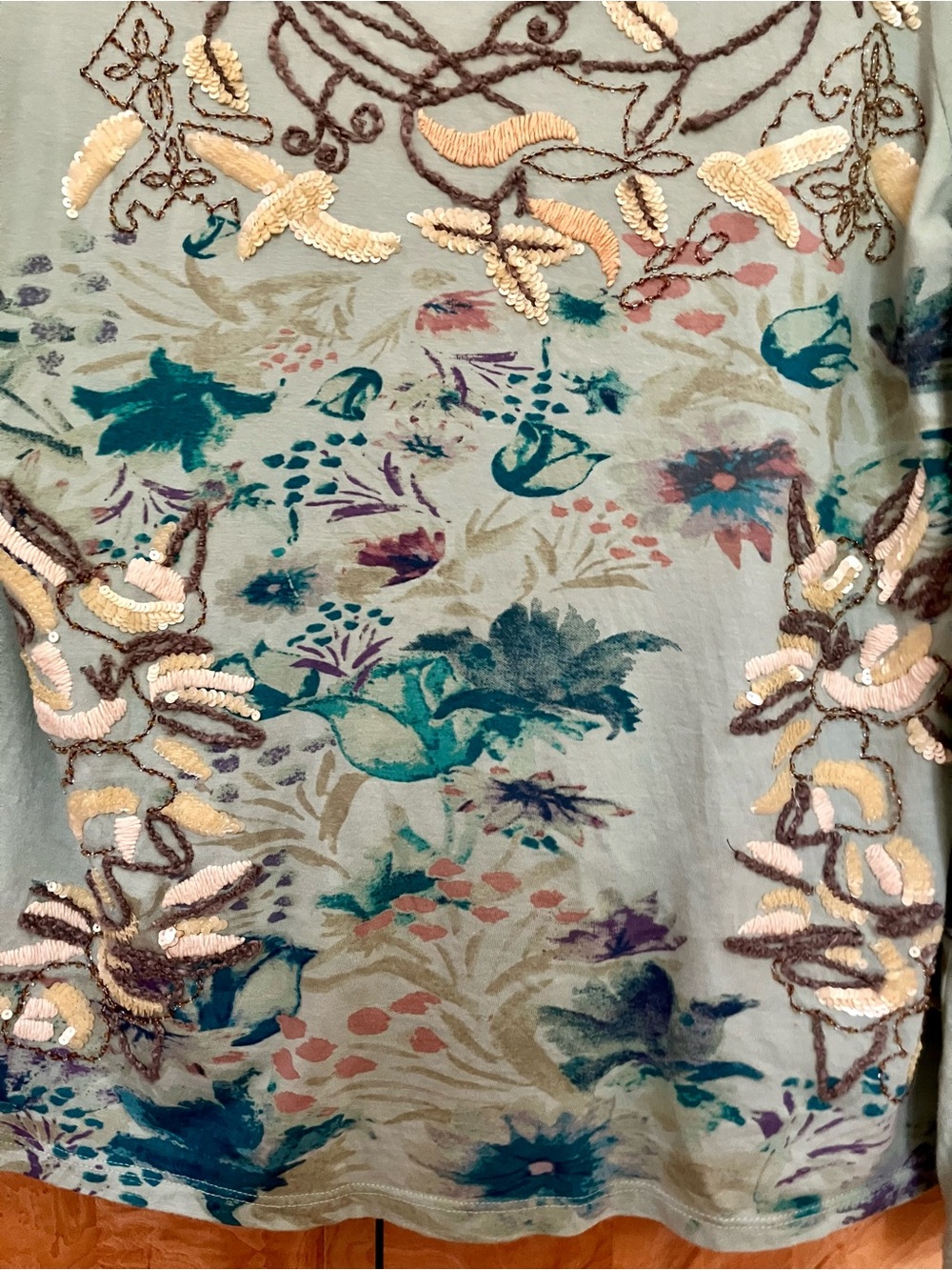 Sundance Blue Wild Floral Long-Sleeve Tee Size L - Picture 3 of 9